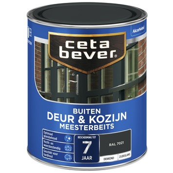CetaBever Meesterbeits Deur & Kozijn zijdeglans dekkend RAL 7021 zwartgrijs 750 ml