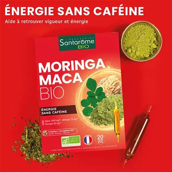 Santarome Orgânico - Moringa Maca Orgânica - Energia sem Cafeína - 20 ampolas