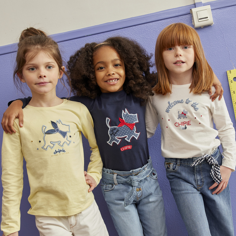 T-shirt scottish brodé Chipie bleu fille