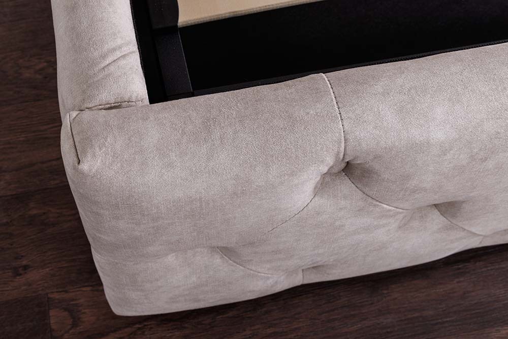 Design Boxbett PARIS 180x200cm champagner beige Samt mit Stauraum und Lattenrost