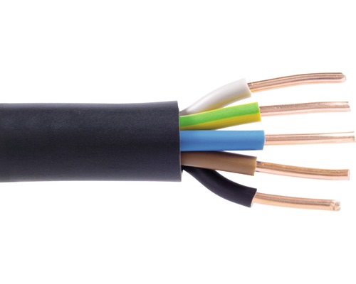 Ondergrondse kabel NYY-J 5x6 mm² zwart 25 m