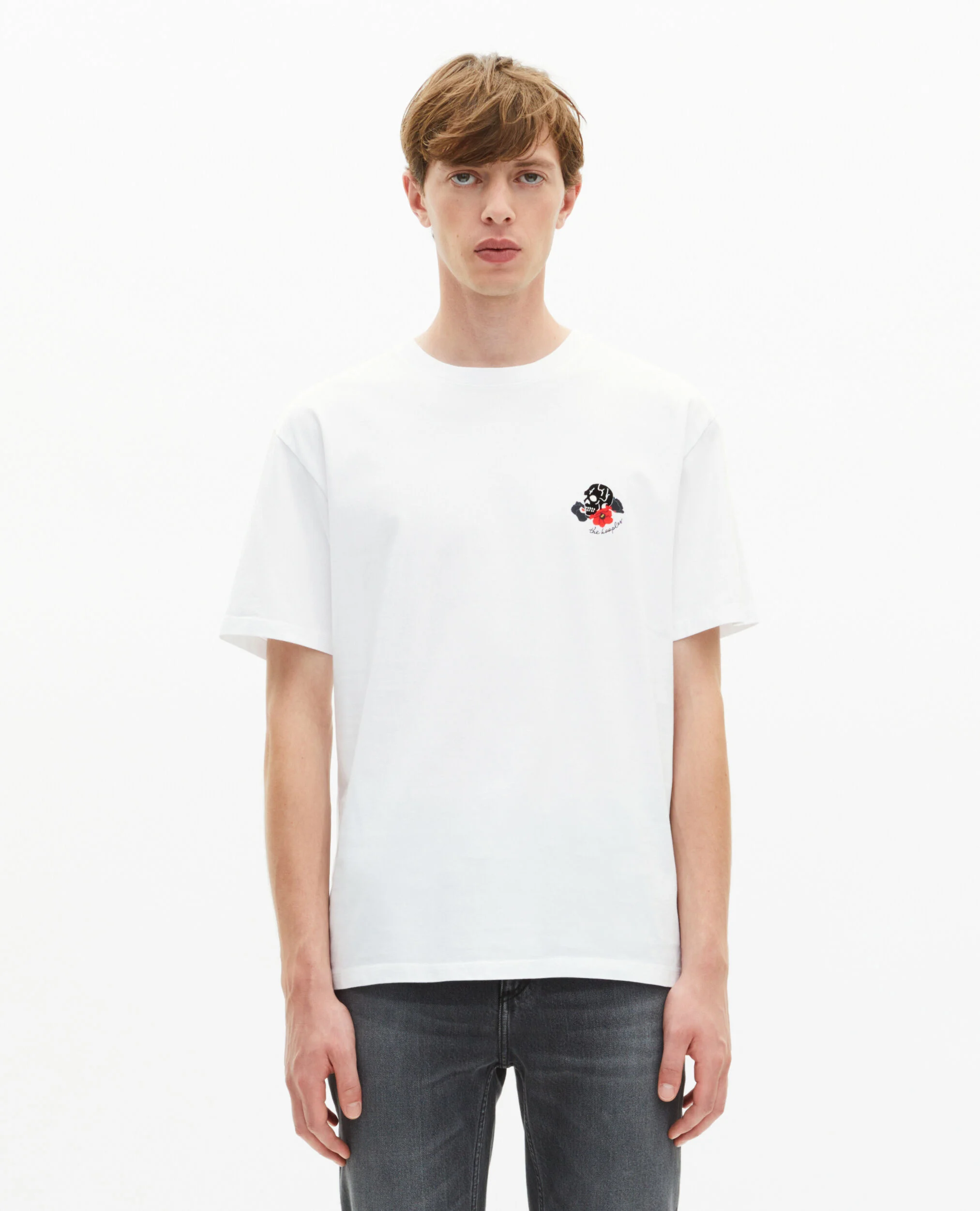 T-shirt avec flocage tête de mort blanc