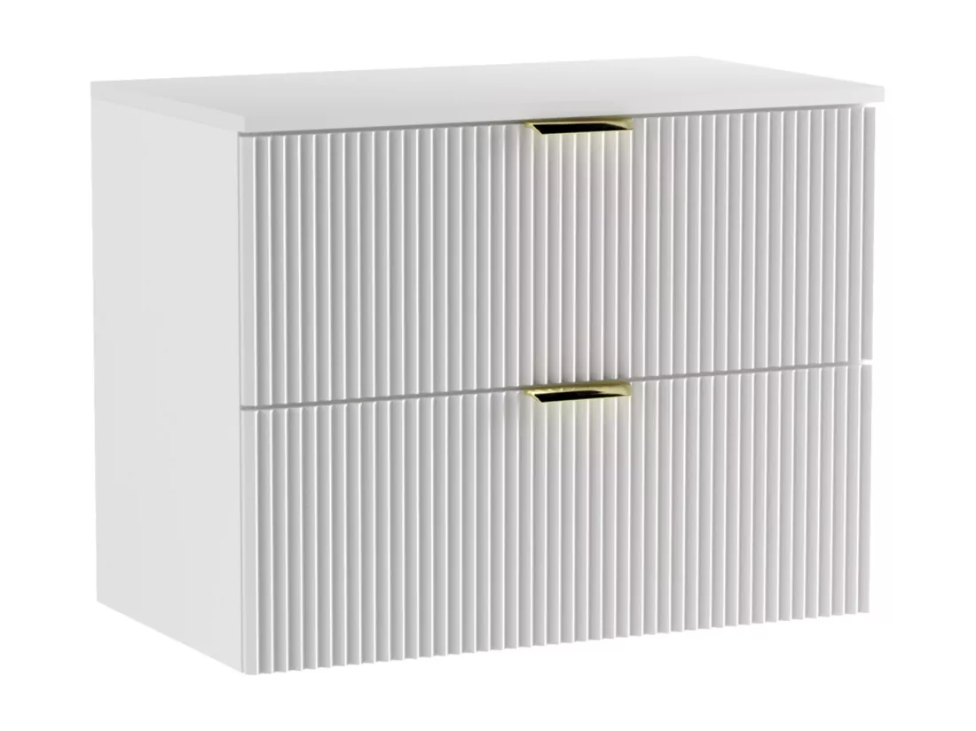 Meuble lavabo WENA, façades cannelées, Willy, 80x60x47 cm, Blanc