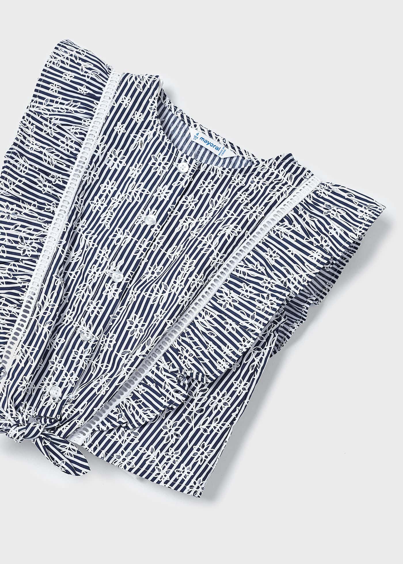 Blusa listrada de popeline para menina, cor tinta