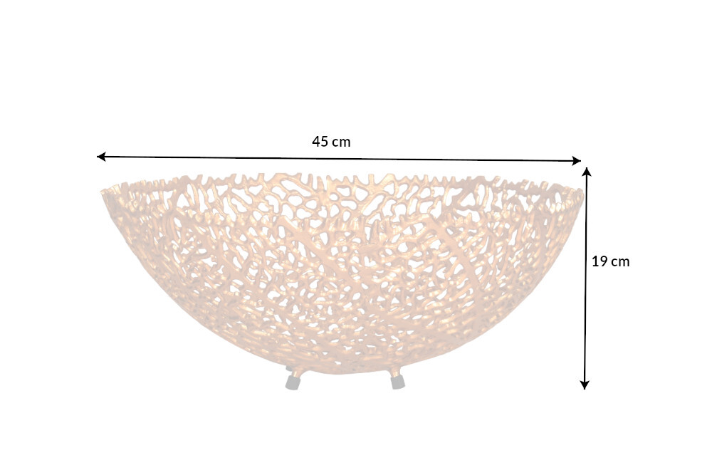 Filigrane Design Schale ABSTRACT LEAF 45cm gold Handarbeit