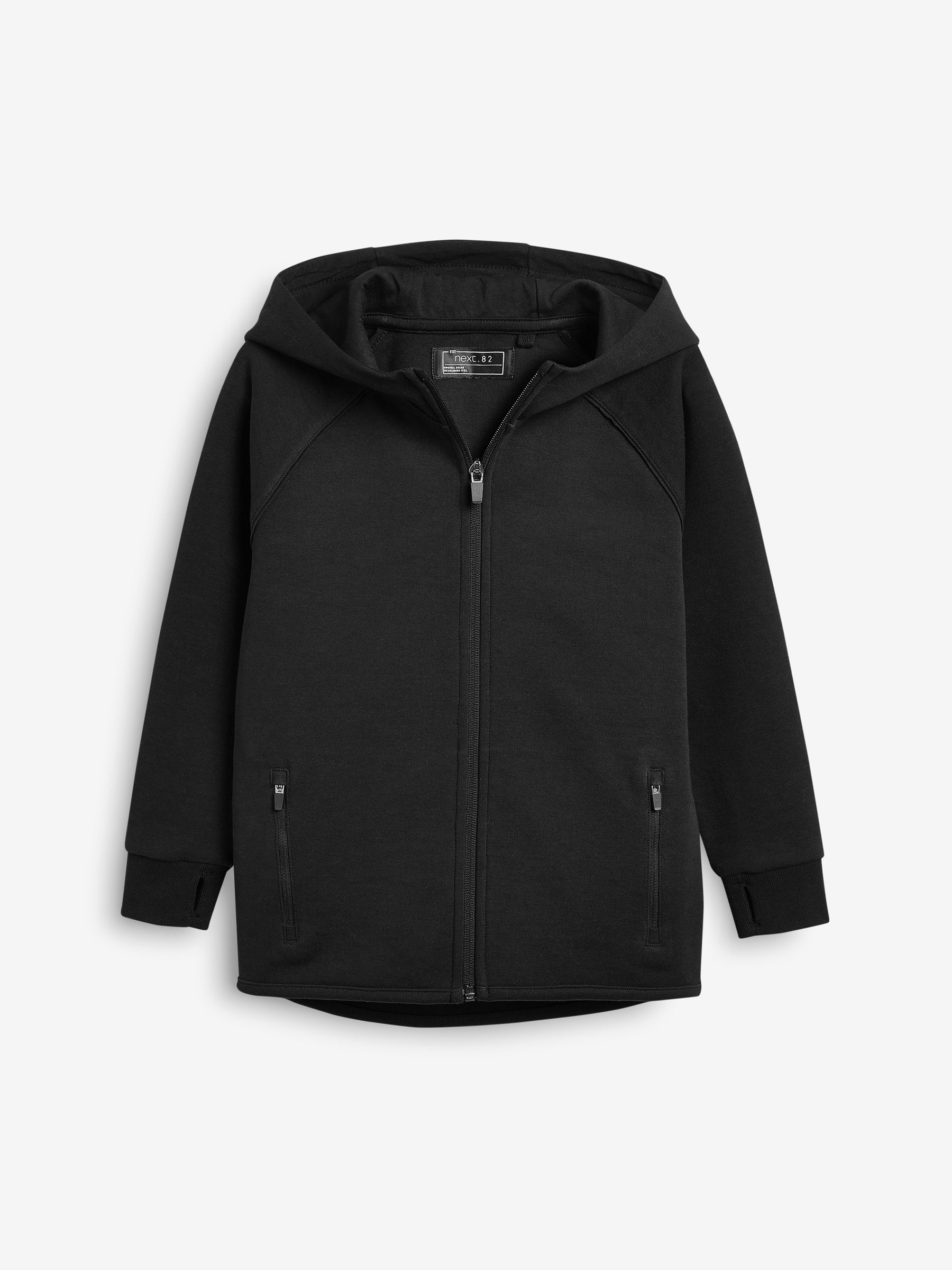 Nieuw zwart - Tech Sportswear hoodie met doorlopende rits (3-16 jr)