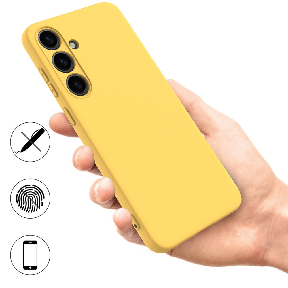 Samsung Galaxy S24 Silikon Case Hülle mit Kameraschutz   Trageschlaufe - Gelb