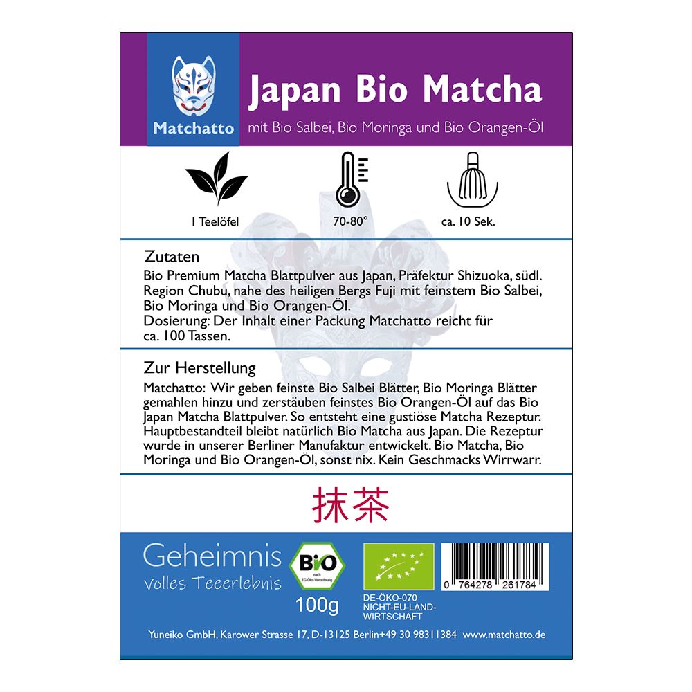 Matchatto Matcha Tee Salbei mit Orange Bio