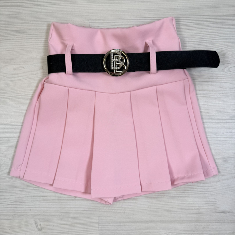 Luxury Pleated Skort with Belt - roze