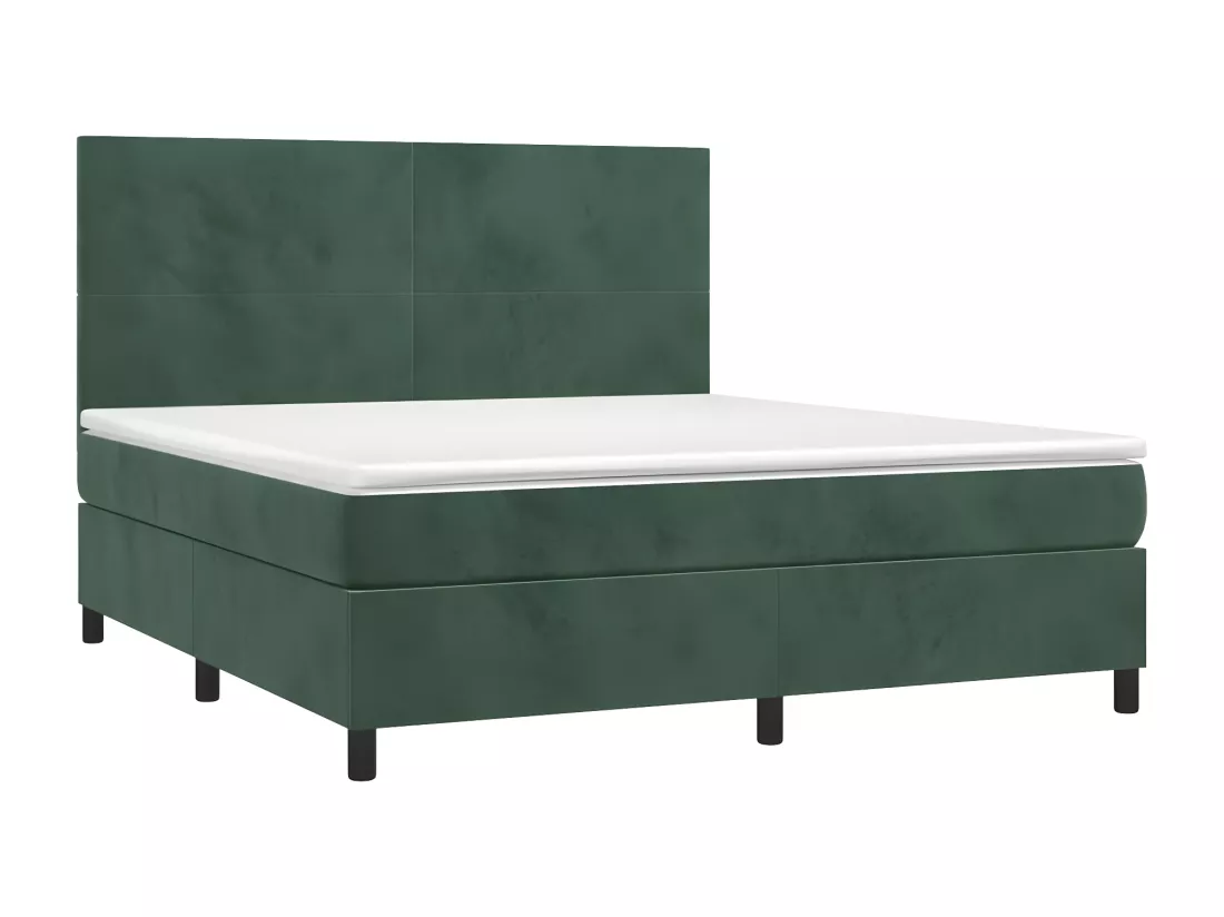 Sommier tapissier matelas et LED Vert foncé 160x200 cm Velours