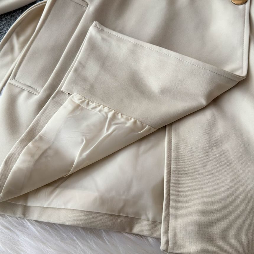 Yearnin - Trenchcoat met lange mouwen, dubbele rij knopen en sjerp