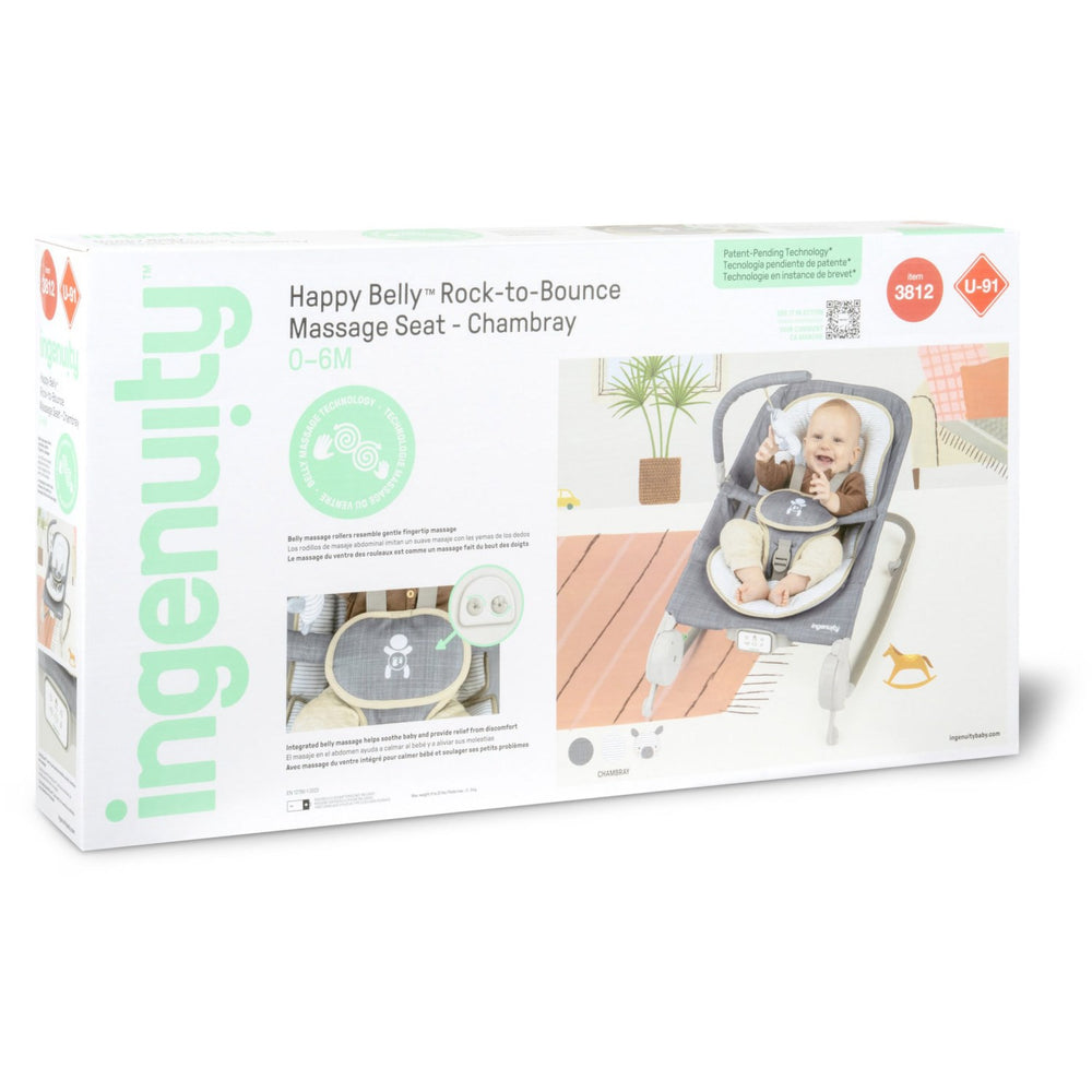 Køb Ingenuity Chambray Happy Belly™ Rock-To-Bounce Massage Sæde
