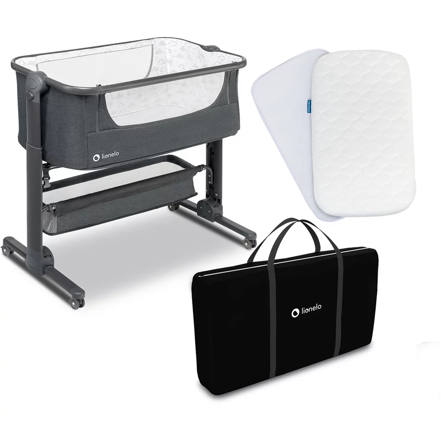 lionelo Beistellbett Timon Grey inklusive Matratze Fiki Miki