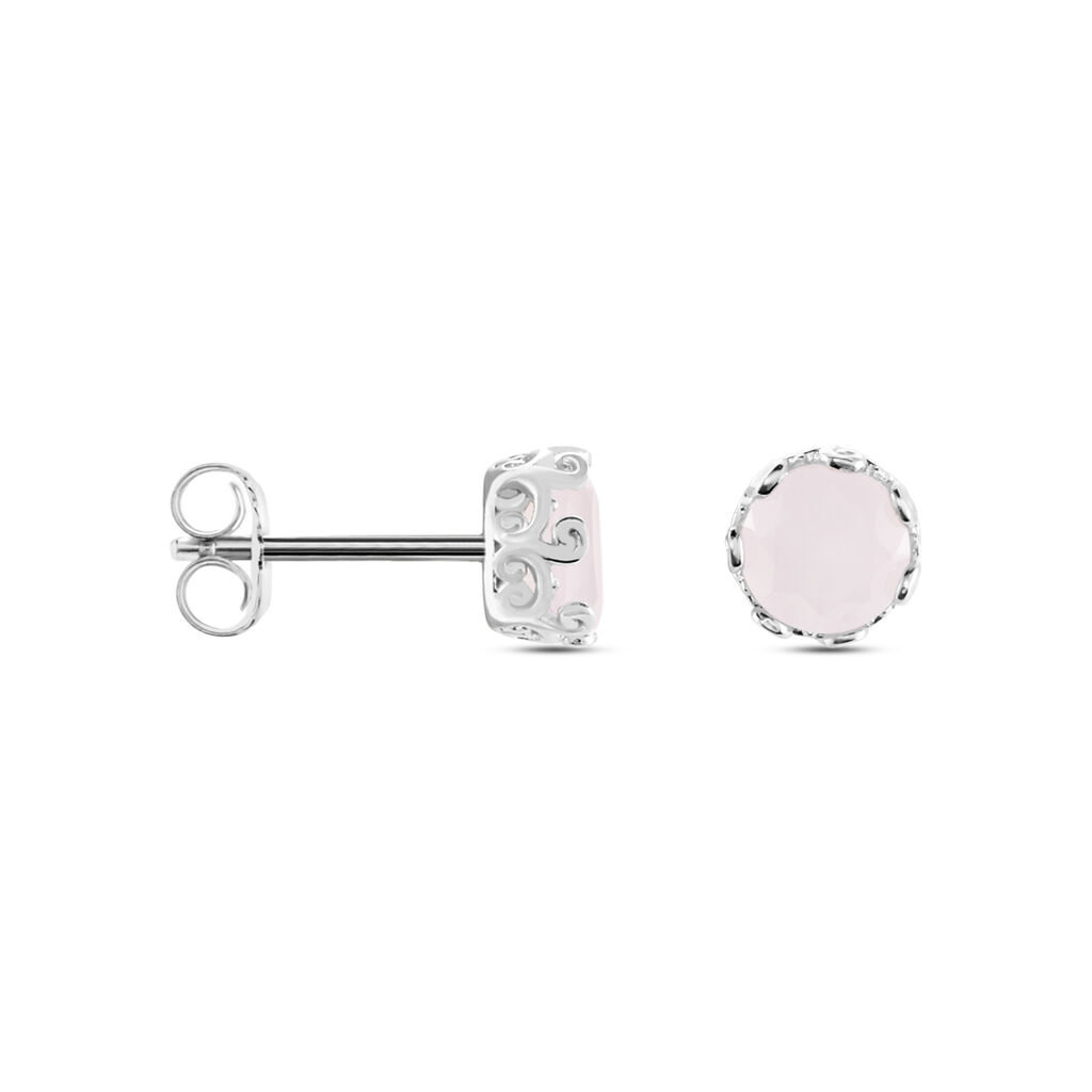Boucles D'oreilles Puces Argent Blanc Etnosus Verre