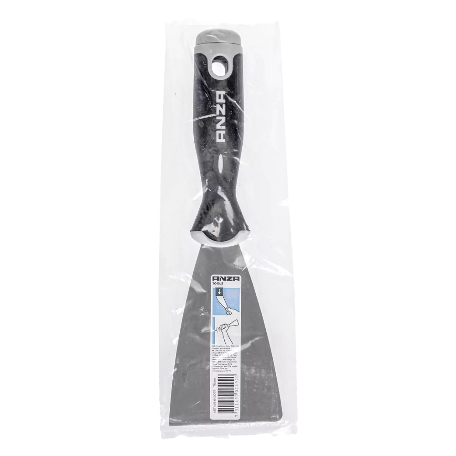 Anza PRO Plamuurmes softgrip RVS - 75mm