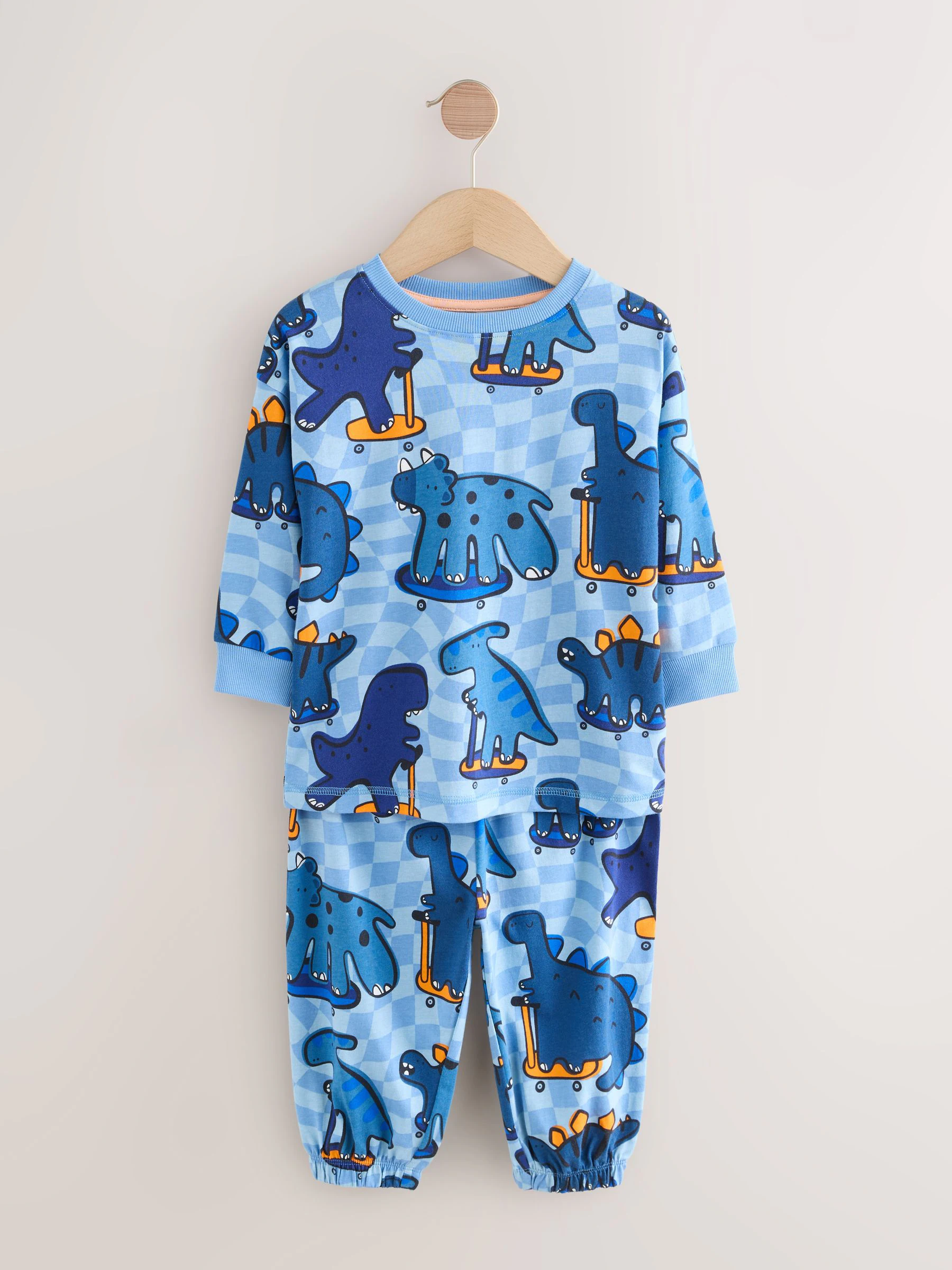 Oranje/marineblauwe met dinosaurusprint - Verpakking van 3 oversized pyjama's 3 (9mnd -10jr)