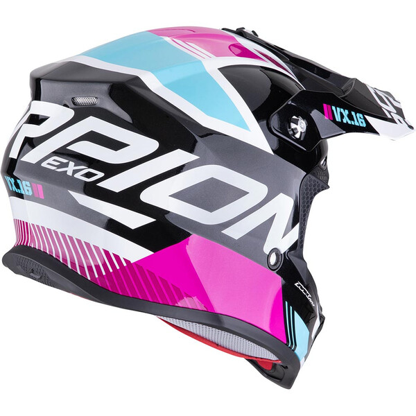 Scorpion - Casque VX-16 Evo Air Analog Noir Brillant / Rose / Turquoise