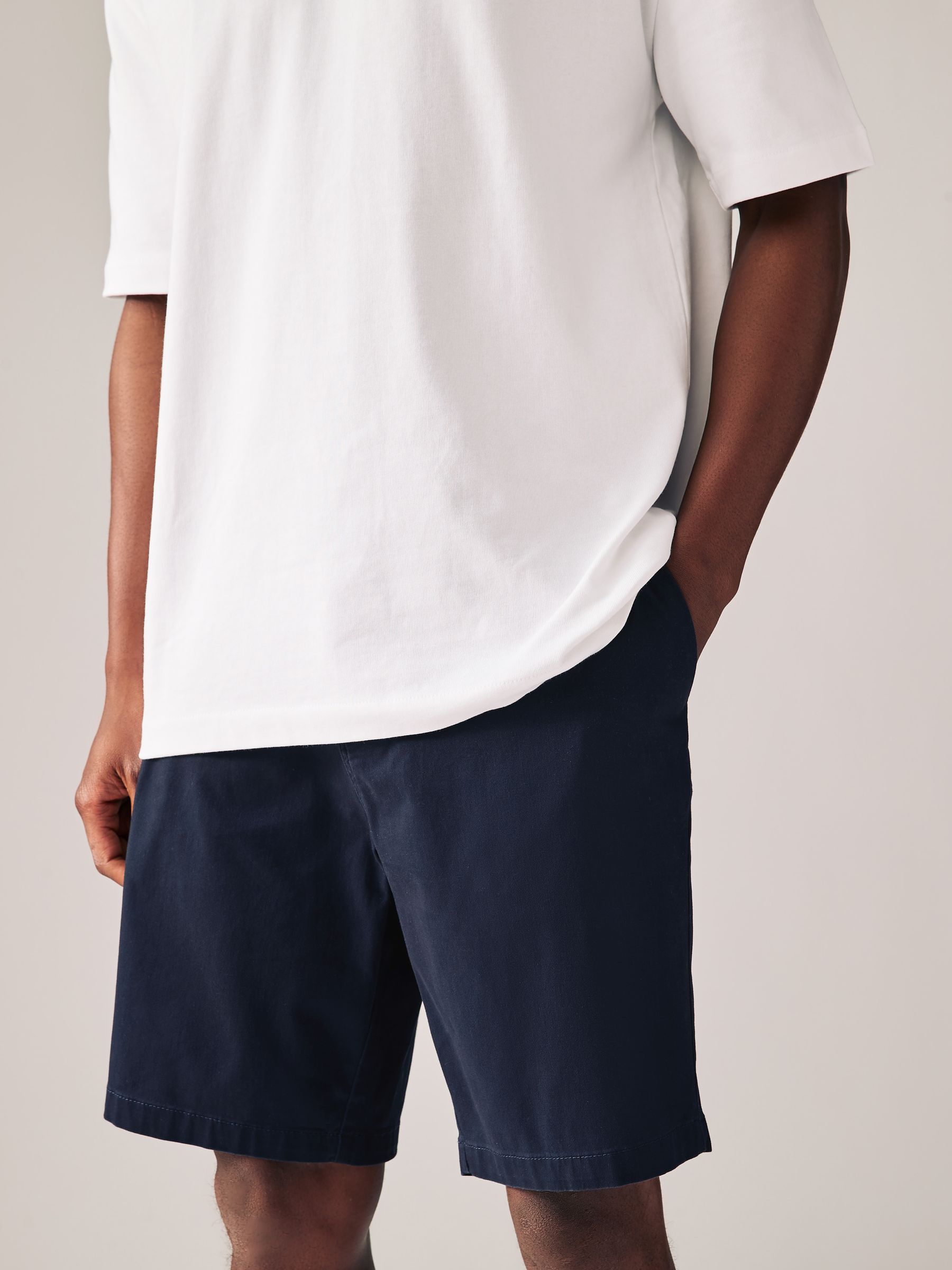 Zwart/marineblauw - Straight fit - Set van 2 chinoshorts met stretch