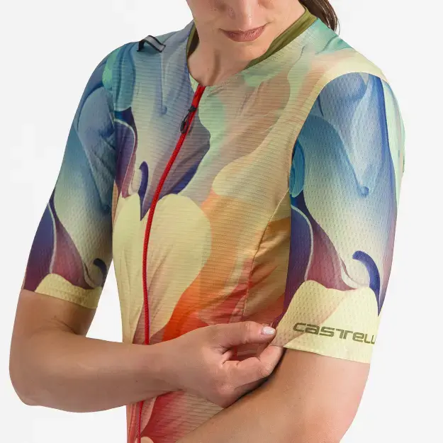 Castelli Unlimited Pro Fietsshirt Korte Mouwen Groen/Oranje Dames