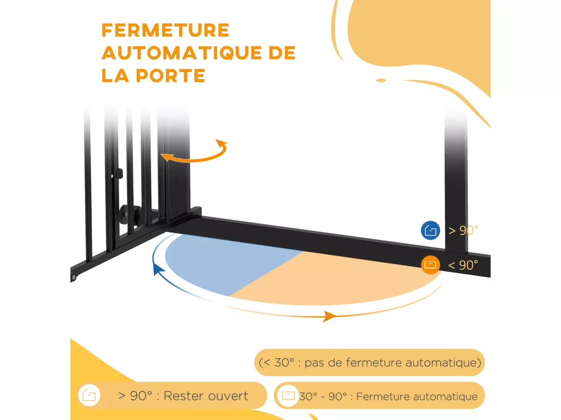 Barrière de sécurité pour chien - barrière à pression ajustable - double système de verrouillage - acier noir