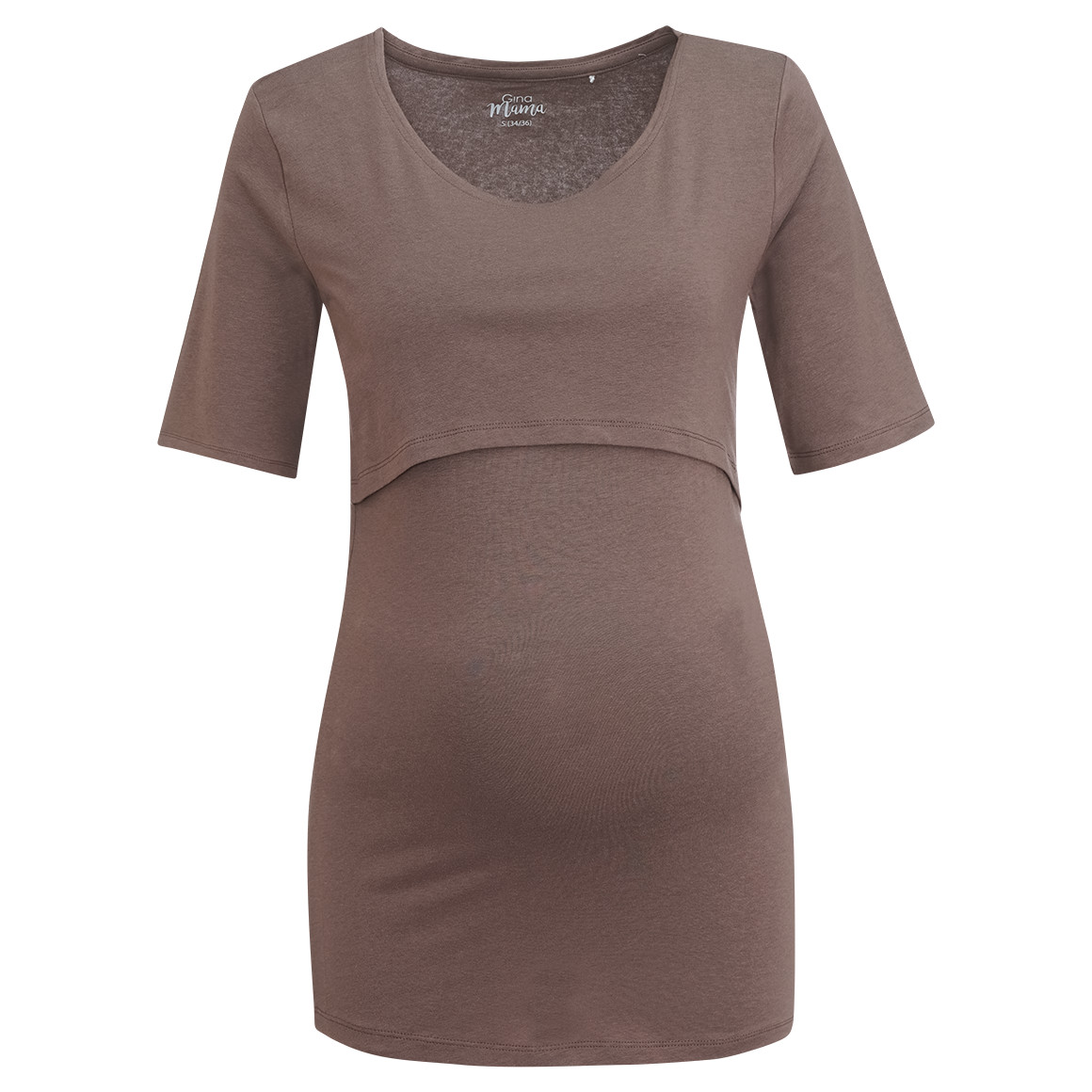 Gina Mama Damen Umstands-T-Shirt mit Stillfunktion braun