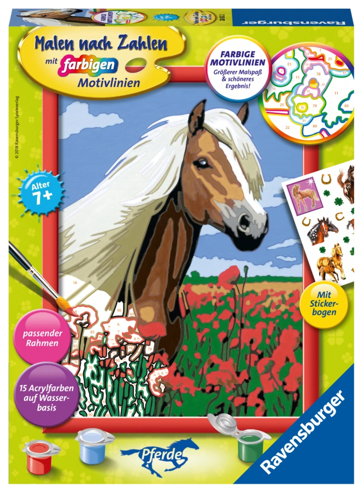 Mal-Set MALEN NACH ZAHLEN PFERDE – HAFLINGER mit Sticker