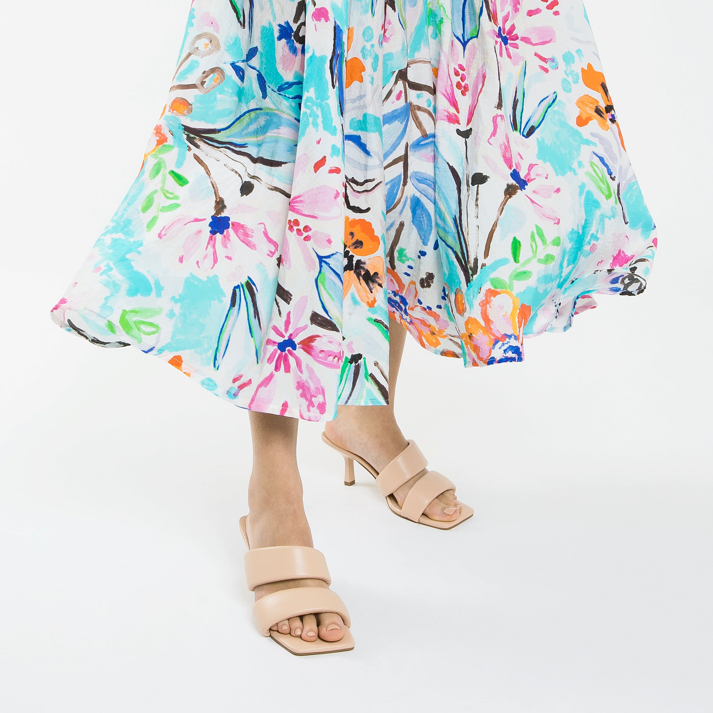 Sandales à talon, Compensées-Mules Elia rose pâle à brides rembourrées