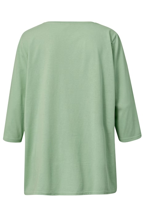 T-Shirt, großer Druck, Rundhals, 3/4-Ärmel