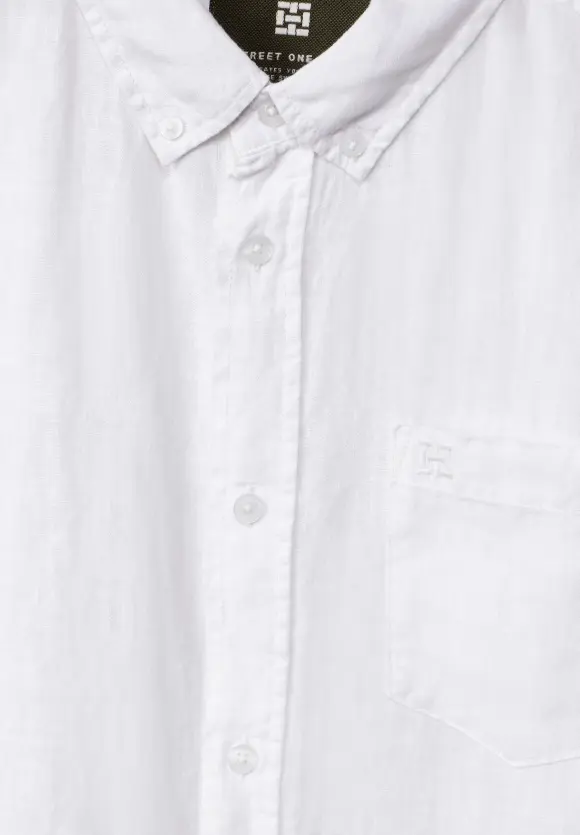 Button Down Leinenhemd - White