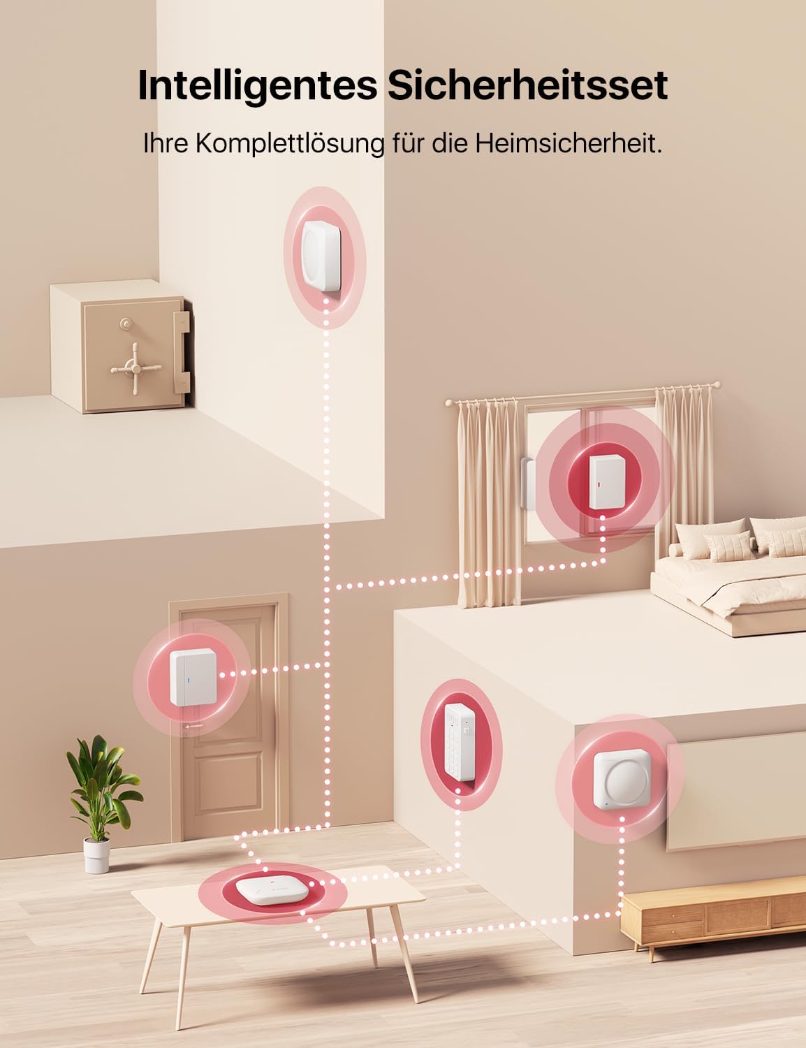 X-Sense Smart Home Sicherheitssystem AS08, Alarmanlage für Tür und Fenster, Codeschloss für die Haustür mit App, funktioniert mit Alexa, Tür- und Fenstersensoren, Bewegungsmeldern, Smart Home Keypad