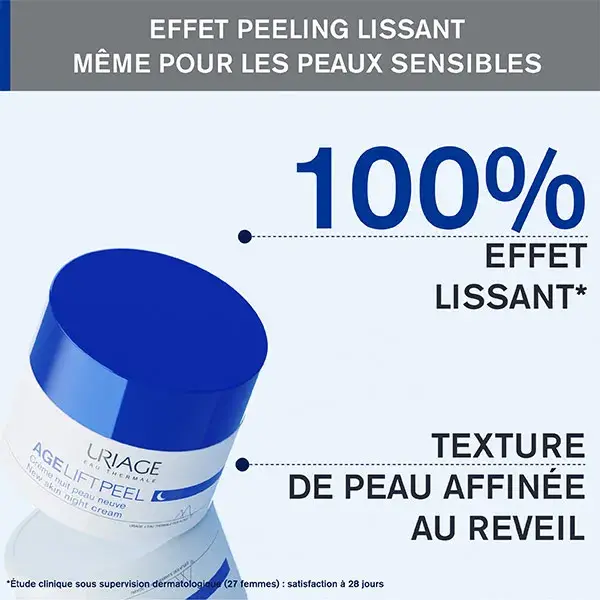 Creme Noturno Peeling Age Lift Uriage para Pele Renovada, Antirrugas, Firmeza, 50ml