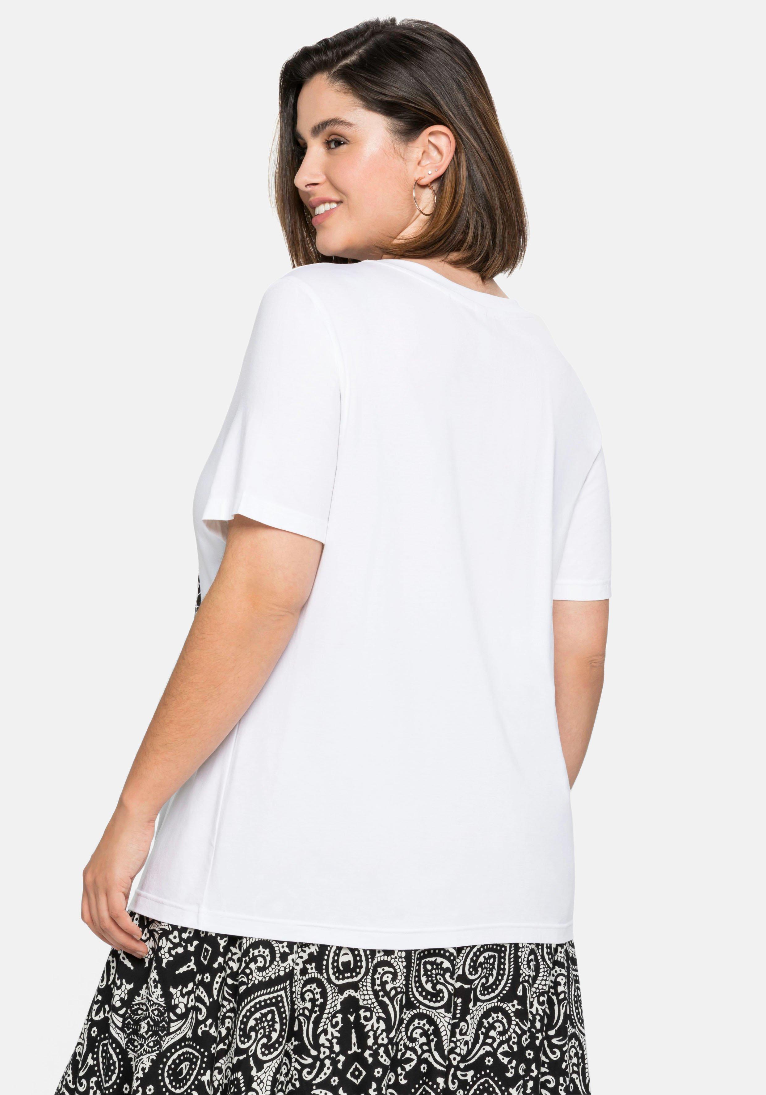 Shirt mit Frontdruck und Stickerei