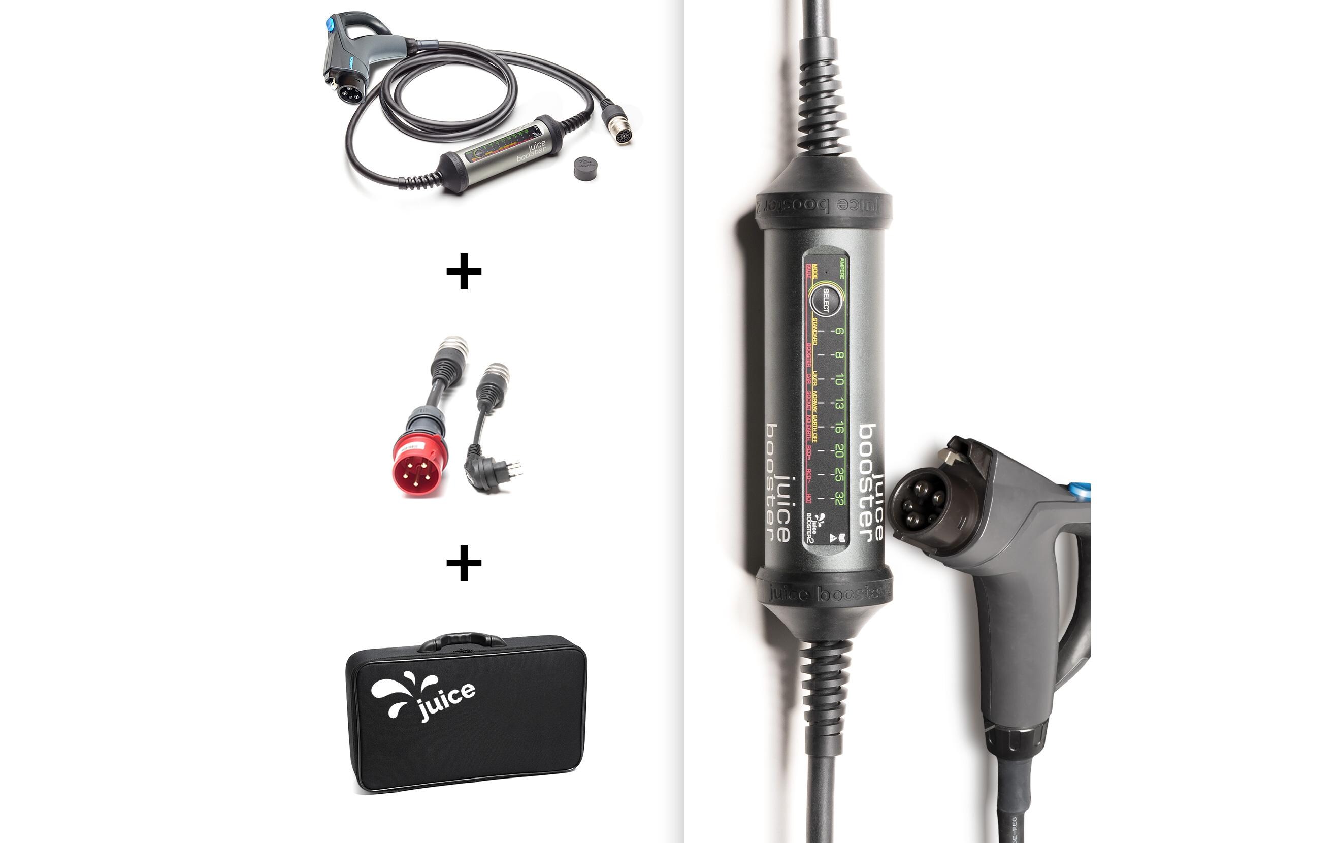 Mobile Wallbox JUICE BOOSTER 2 Swiss Basic Set Typ 1<br>Die flexible 3-in-1-Ladelösung für Elektrofahrzeuge für zuhause oder unterwegs