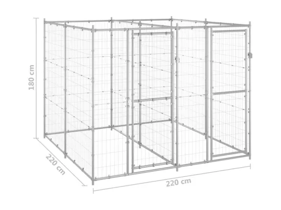 Chenil extérieur cage enclos 220 x 220 x 180 cm 02_0000422