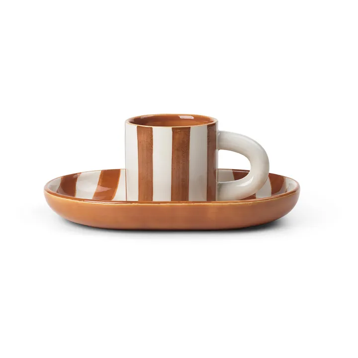 Ferm Living Tasse Milu et sous-tasse en porcelaine | Rouge