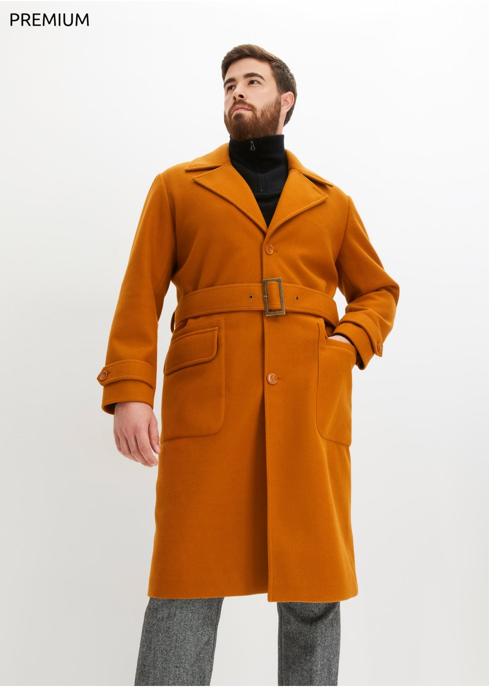 Manteau Premium aspect laine avec ceinture