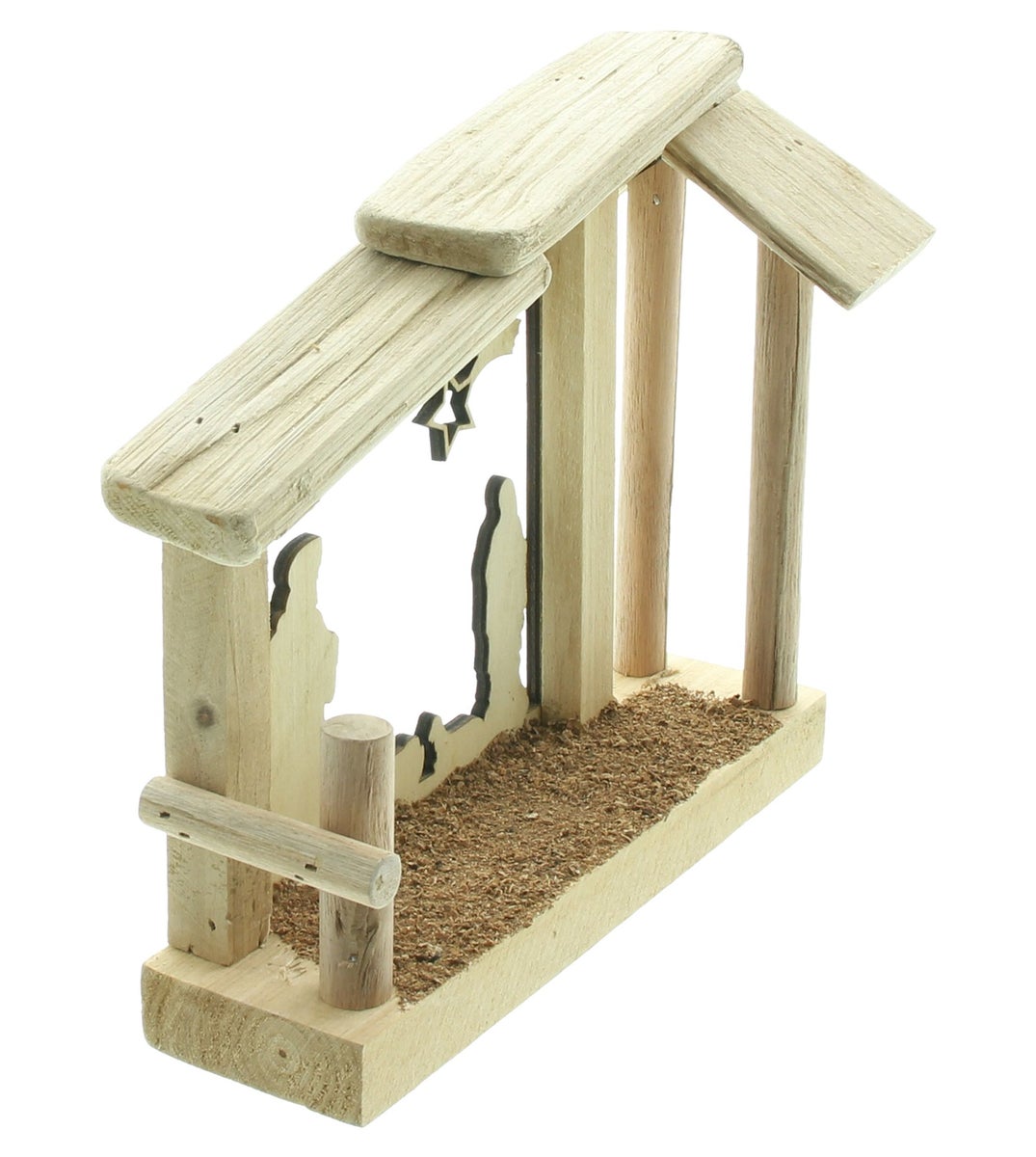 FRANK FLECHTWAREN | LED-kerststal Heilige Familie, 23 x 10 x 21 cm, EIKEN, PLASTIC