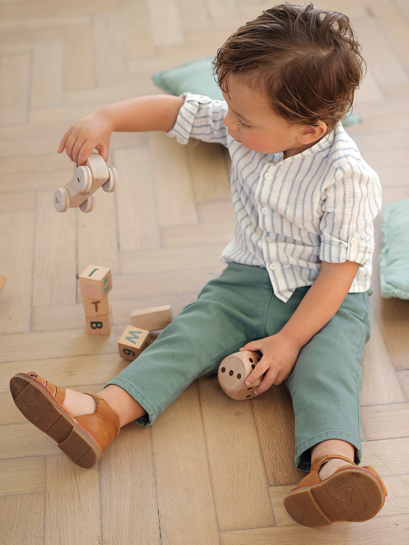 Chemise rayée Bébé lin et coton