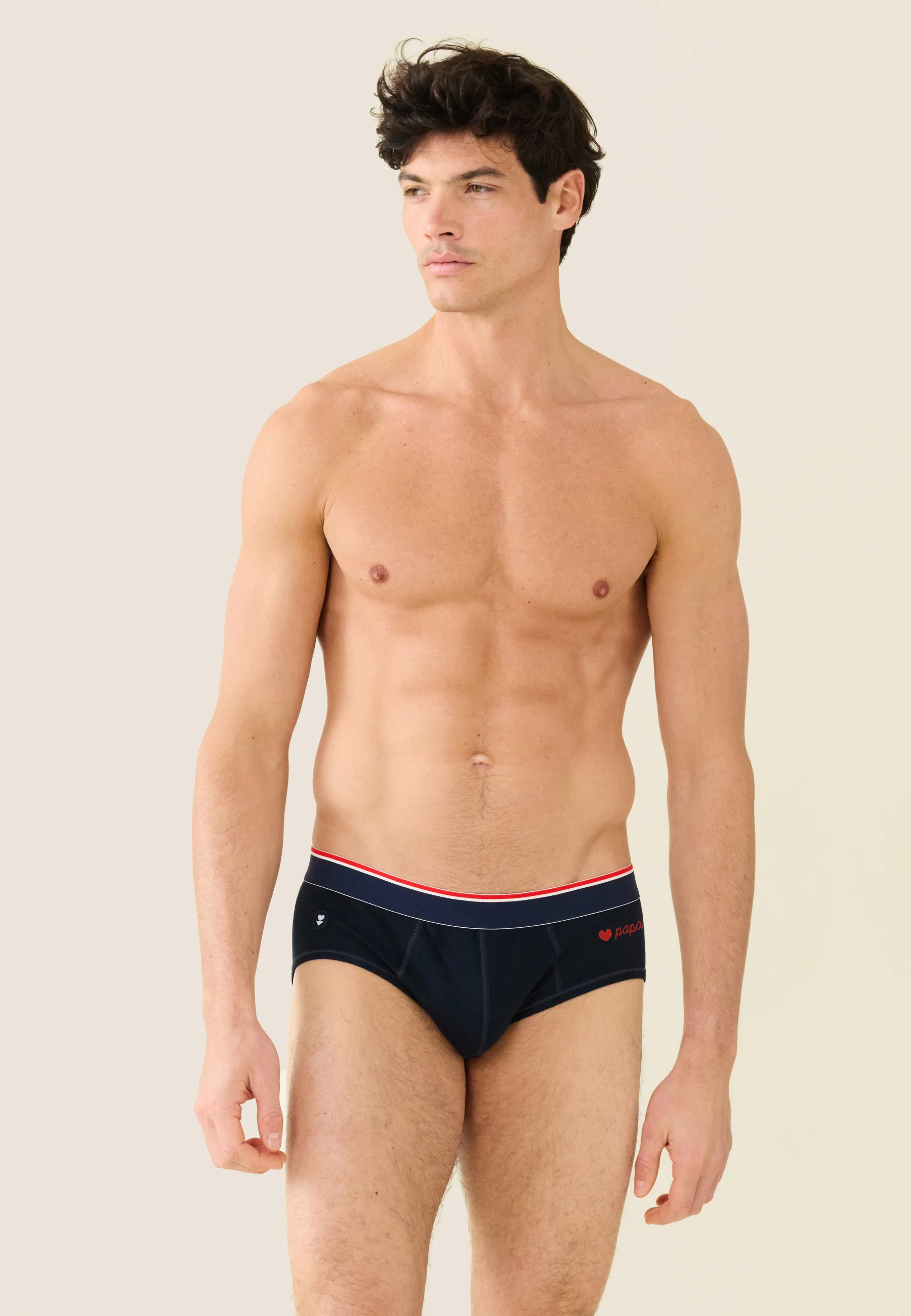 Slip en coton brodé-Terrible Marine Cœur Papa