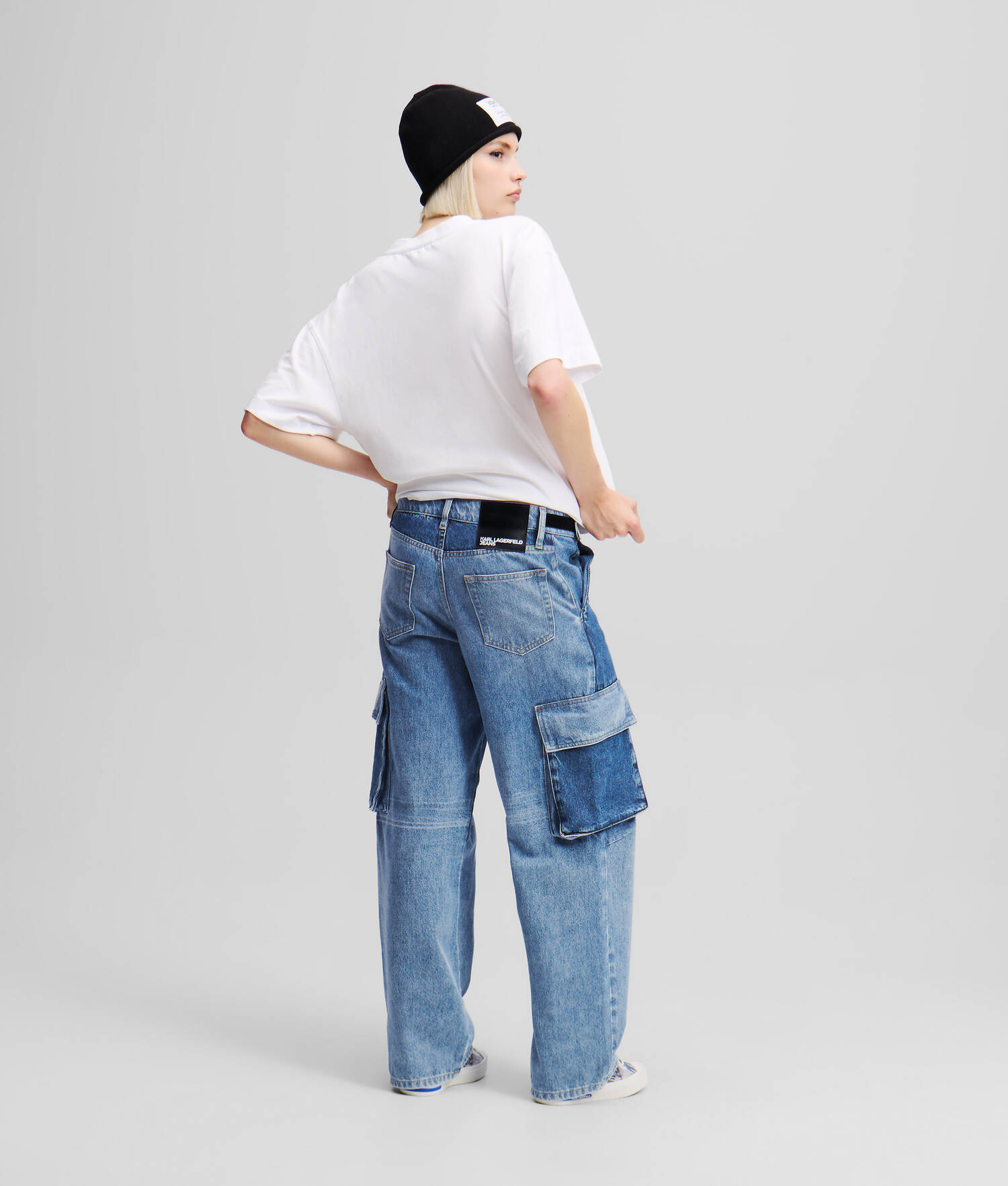 JEAN BAGGY STYLE UTILITAIRE KLJ X ATELIER RESERVÉ - Bleu patchwork