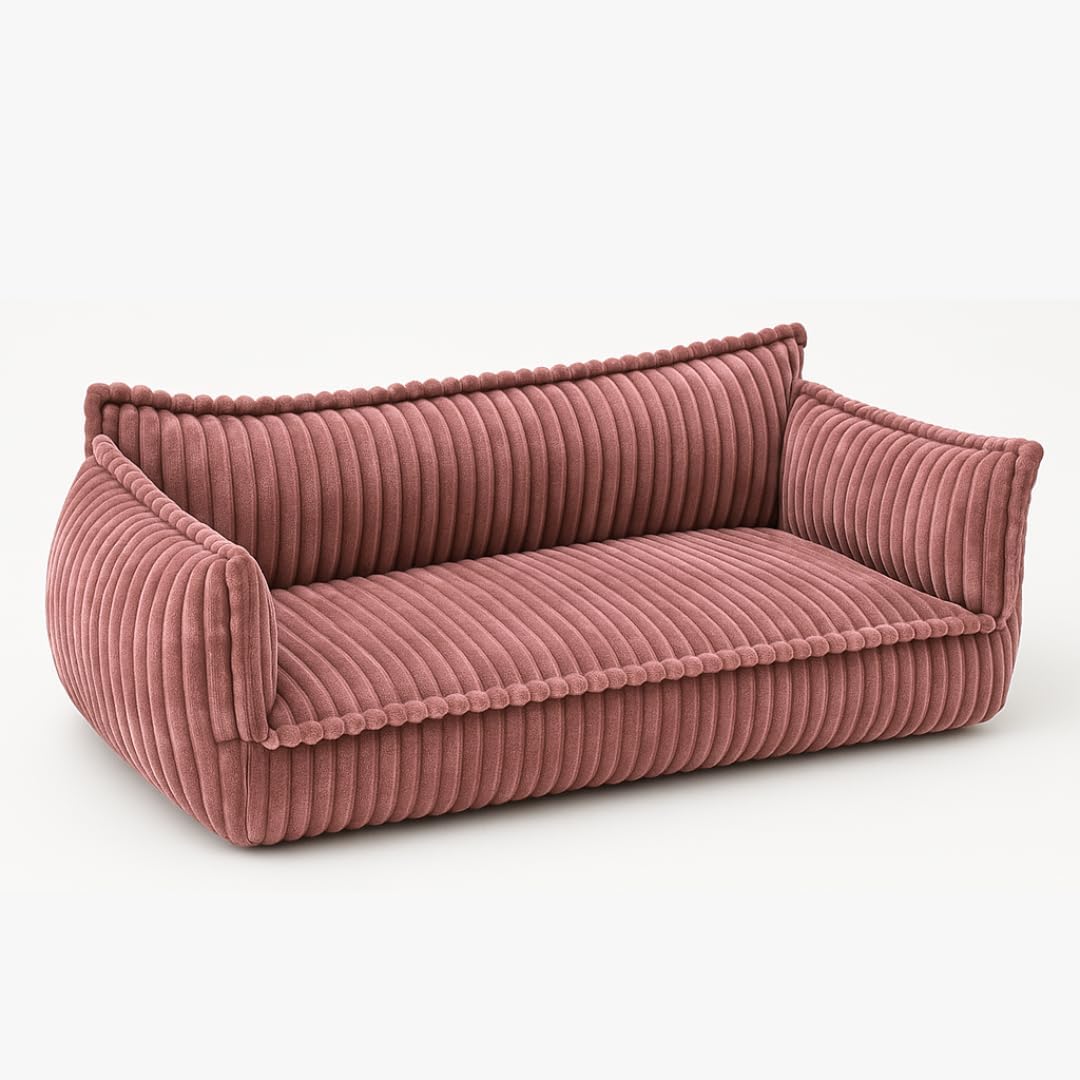 chilly pilley® Kinder Sofa aus weichem Cord – Bequeme Kindercouch mit abnehmbaren, waschbaren Bezügen – Erhältlich in vielen Farben, ideal zum Spielen, Lesen und Entspannen (Rosa)