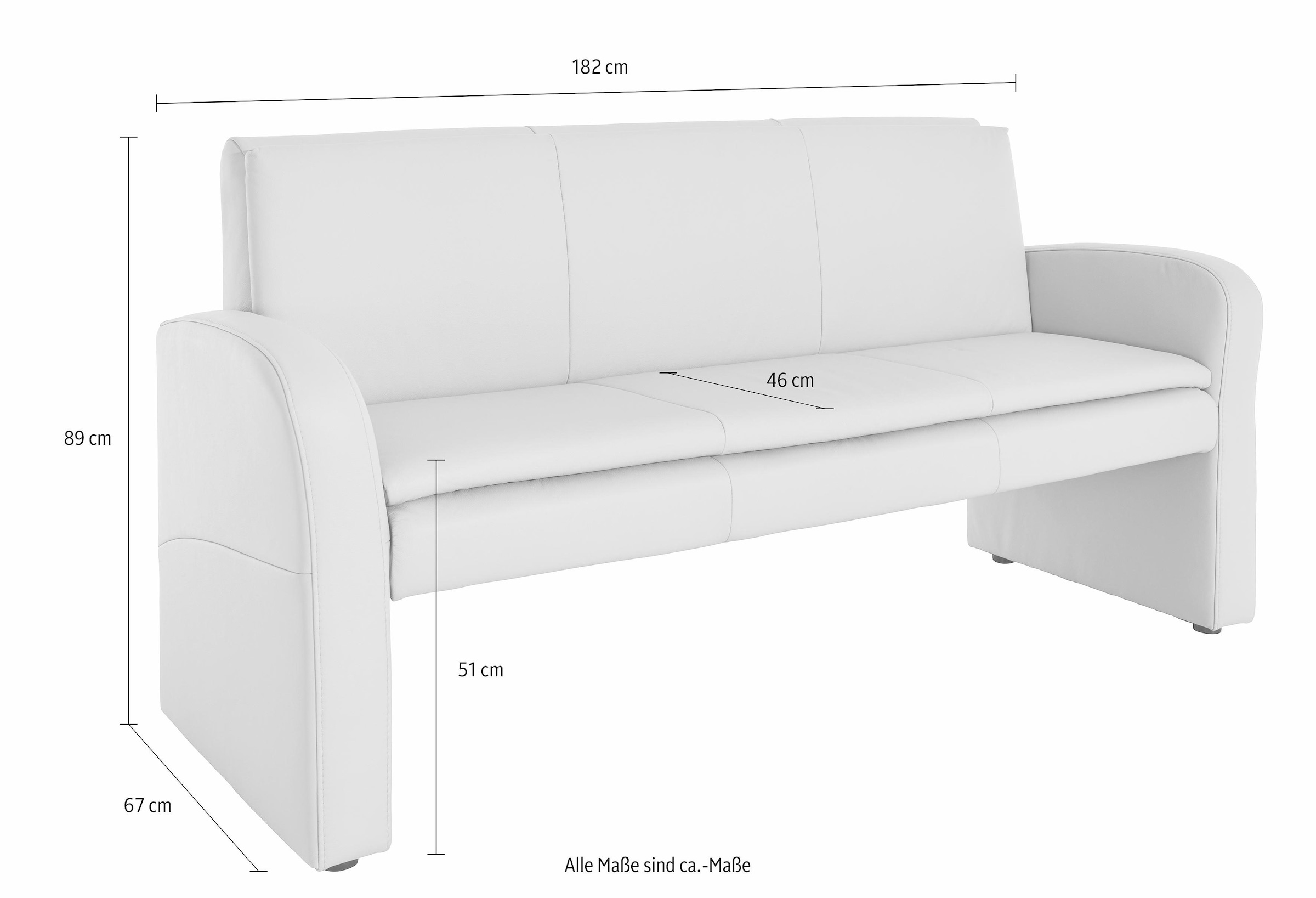 exxpo - sofa fashion Hockerbank »Cortado, 3-Sitzer Küchensofa mit hohem Sitzkomfort« hohe Bodenfreiheit, schöne Detailverarbeitung