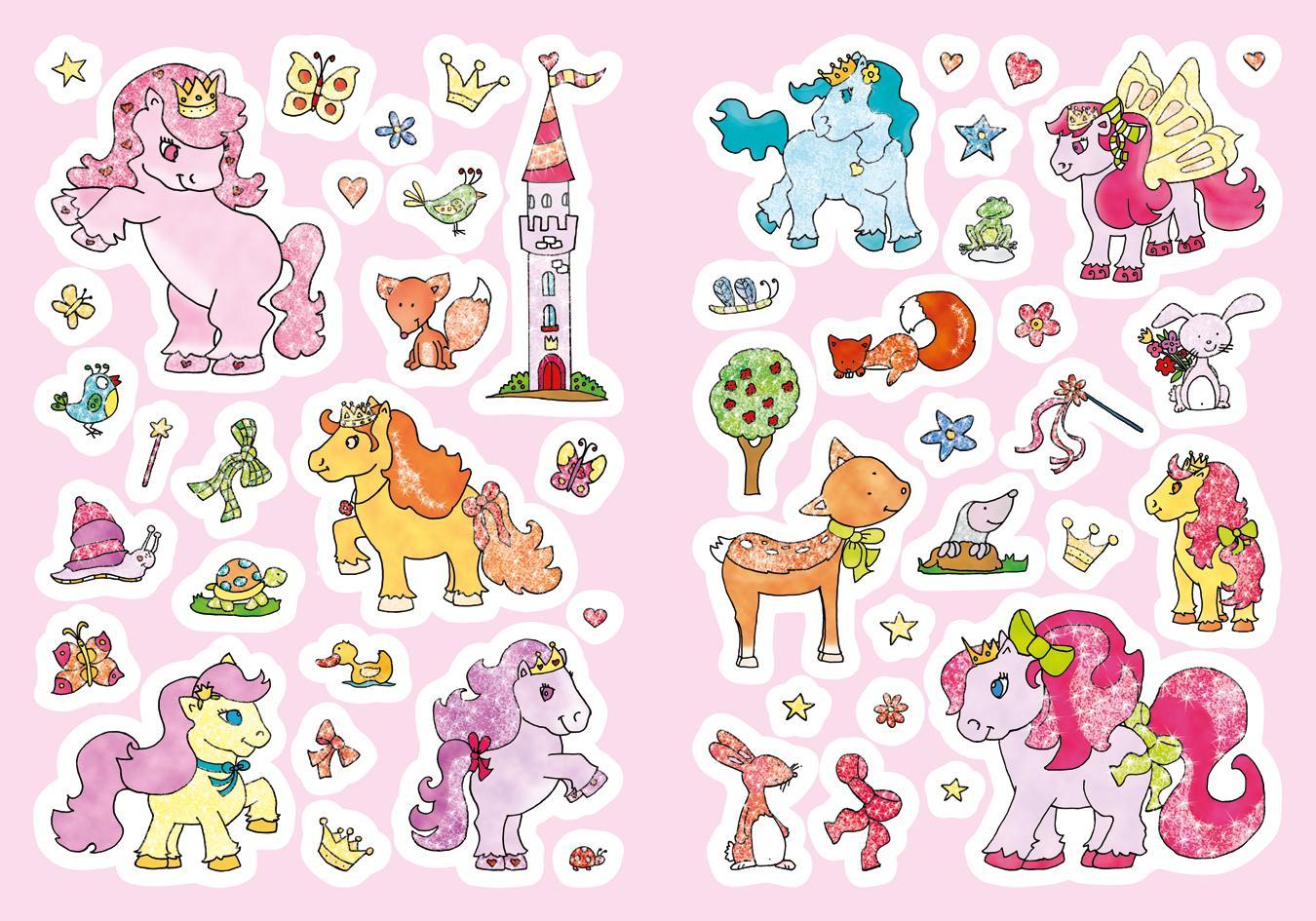 Glitzer-Sticker Malbuch. Zauberponys
