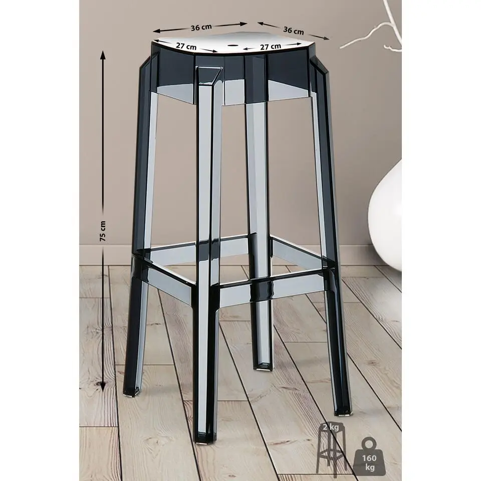CLP Barkruk FOX natura Frame - Kunststof - zwart