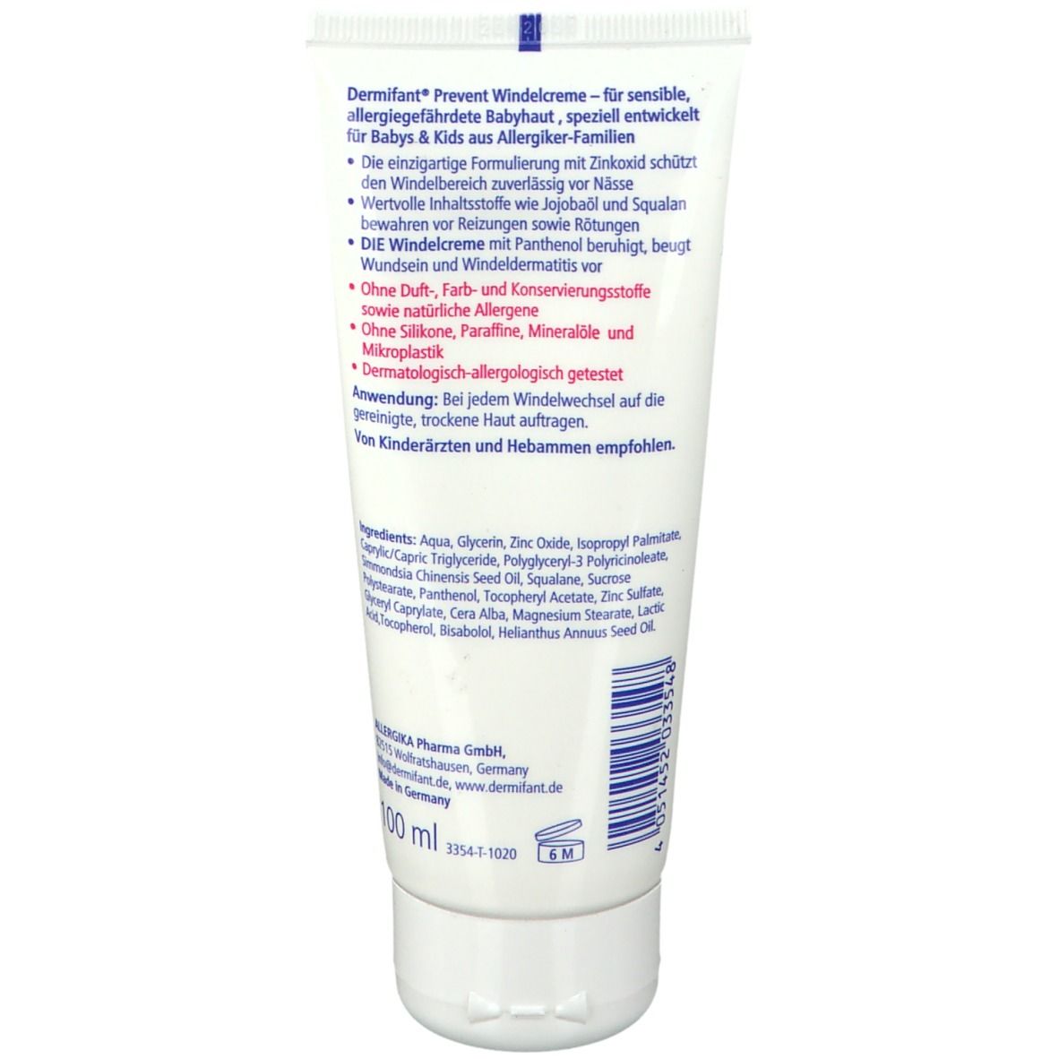 Dermifant® Prevent Windelcreme - Windelcreme für sensible, allergie-gefährdete Babyhaut, speziell entwickelt für Babys & Kids aus Allergiker-Familien