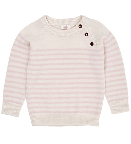 Copenhagen Colors Bluse - Wolle - Strick - Cream/Dusty Rose Stri