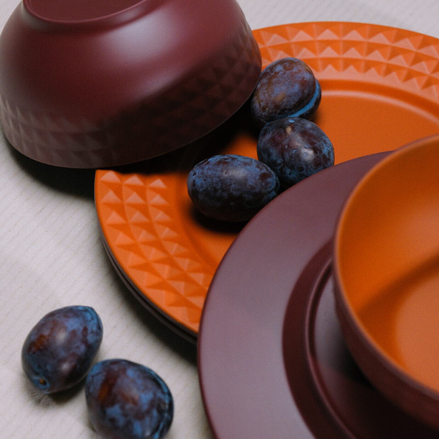 Flamefield Viva Terra 12delig melamine servies rood/relief