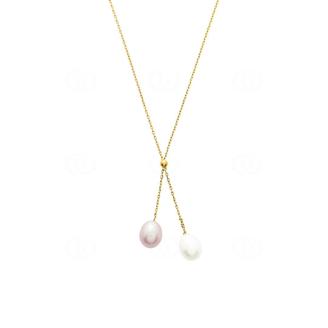 Collier 750/18 K Gelbgold mit rosa und weissen Süsswasserzuchtperlen