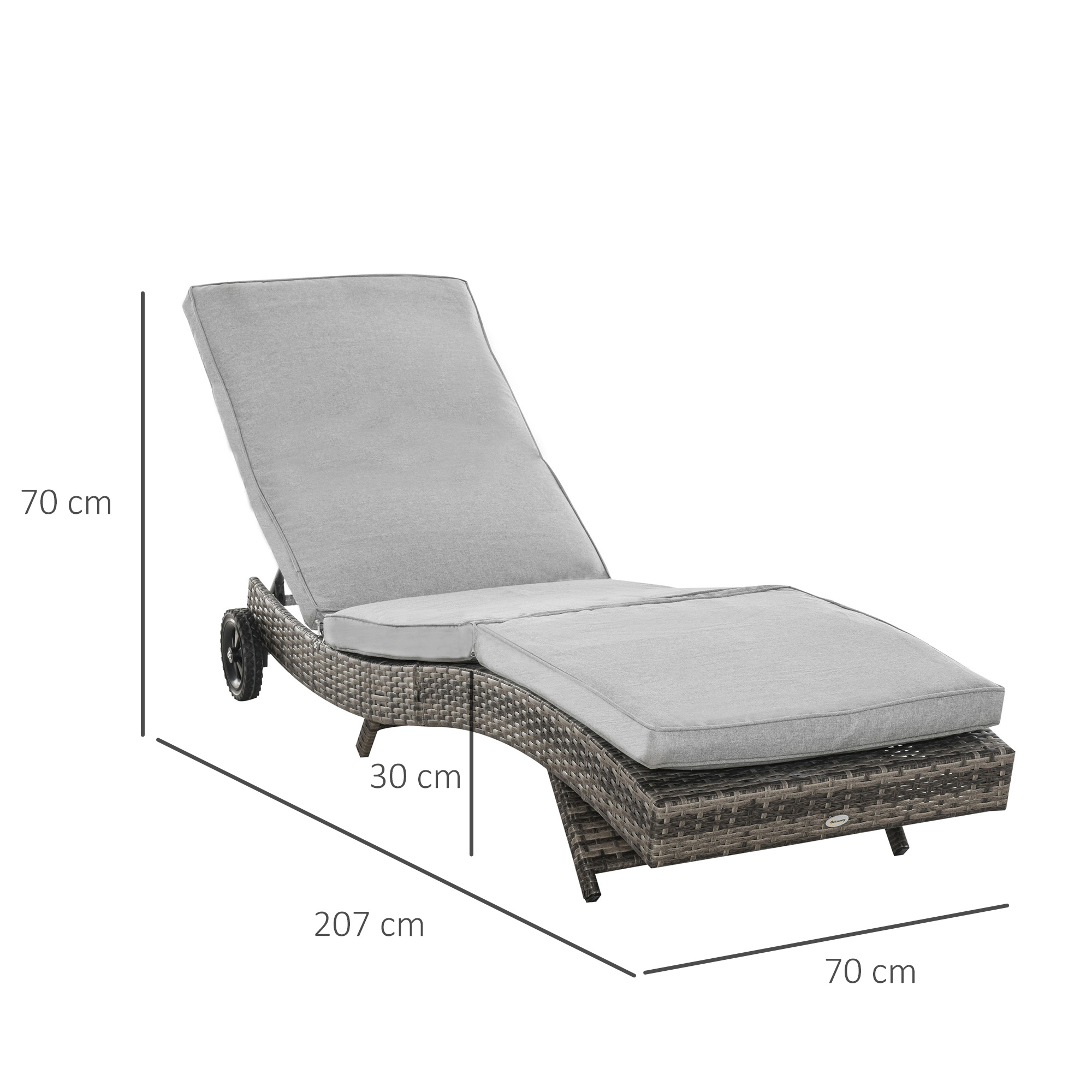 Espreguiçadeira de jardim Outsunny cinza