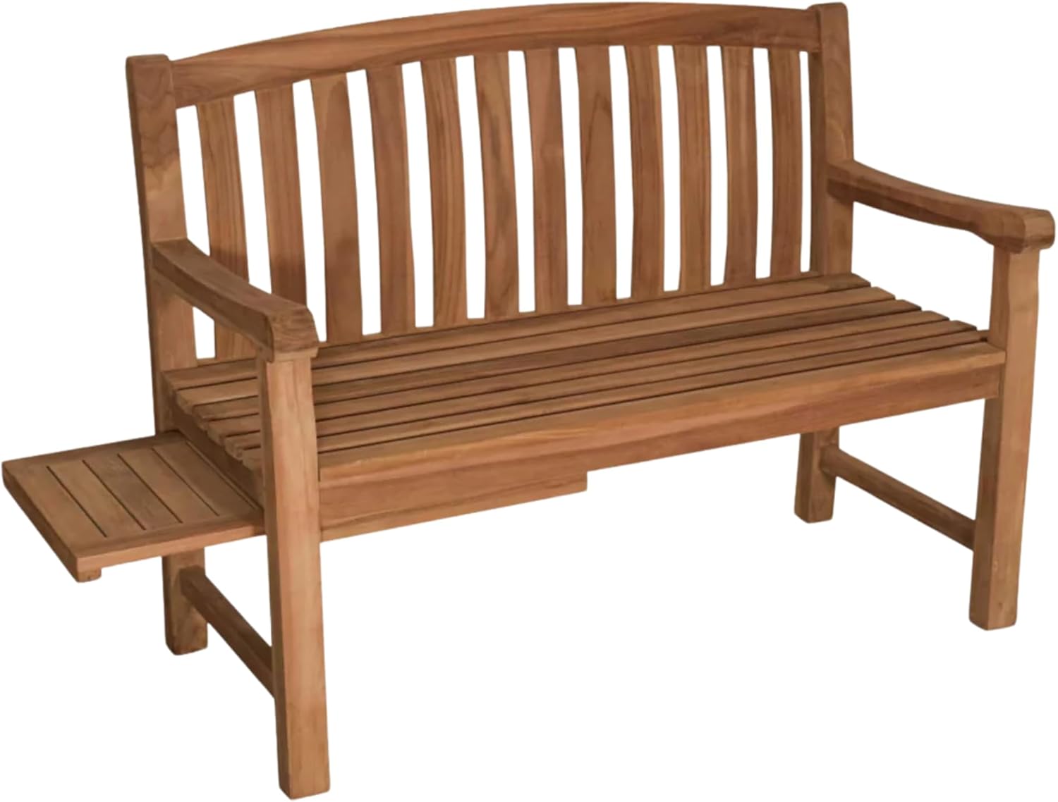 Gartenbank Lancaster Teakholz | Holzbank mit ausziehbarem Seitentisch | Friesenbank für draußen | 2-Sitzer 120x57x94 cm | Sitzbank Teak massiv & wetterfest für Garten & Balkon | Parkbank